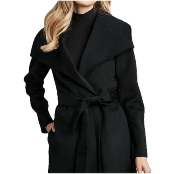 Tahari Ladies Blk Wrap Coat W/ Belt Double Face Fabric Sz XXL Shawl MSRP$350 - Picture 2 of 8